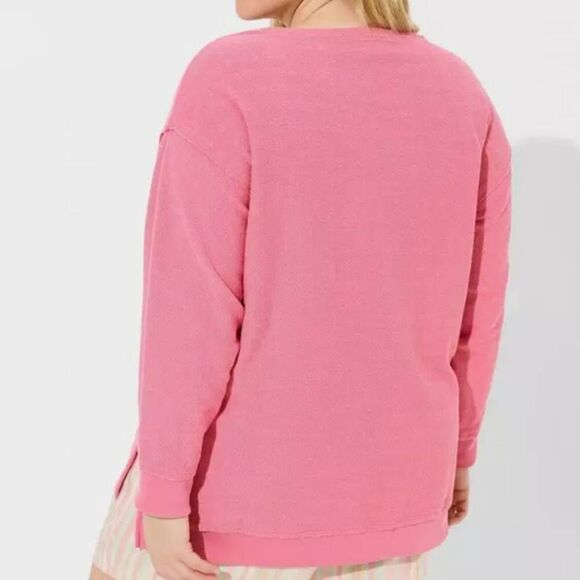 NWT Torrid Plus Size 2X Reverse French Terry Drop Shoulder Sweatshirt in Pink - Picture 2 of 5